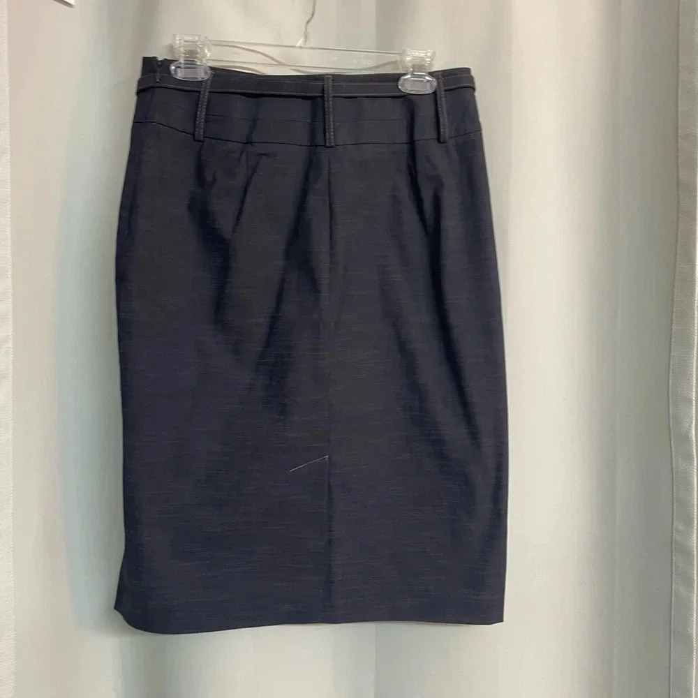 Rafaella pencil skirt with skinny belt sliver buckle navy size 8 - Picture 3 of 5